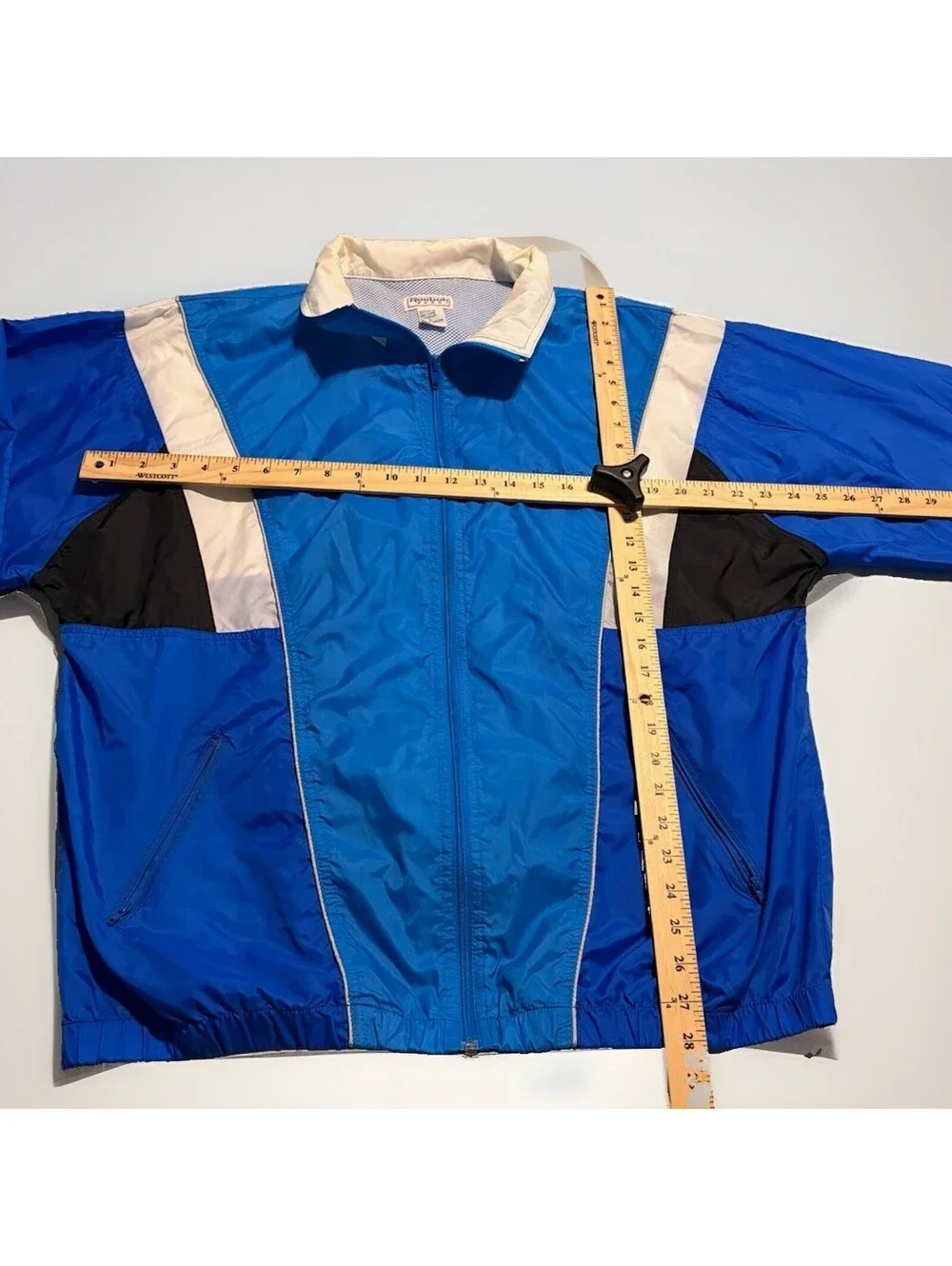 Vintage Nike Jacket Mens Large Blue Black White Hooded Windbreaker Retro 90s